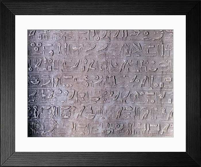 Framed Print : Stone carved hieroglyphs from Thebes, Ancient Egypt Framed Print : Stone carved hieroglyphs from Thebes, Ancient Egypt