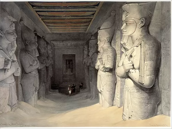 Giant limestone statues of Rameses II, Temple of Rameses, Abu Simbel, Egypt, 1836. Artist: David Roberts