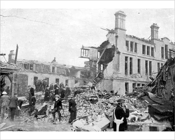 Aftermath of a German bombing raid, Merseyside, World War II, March 1941