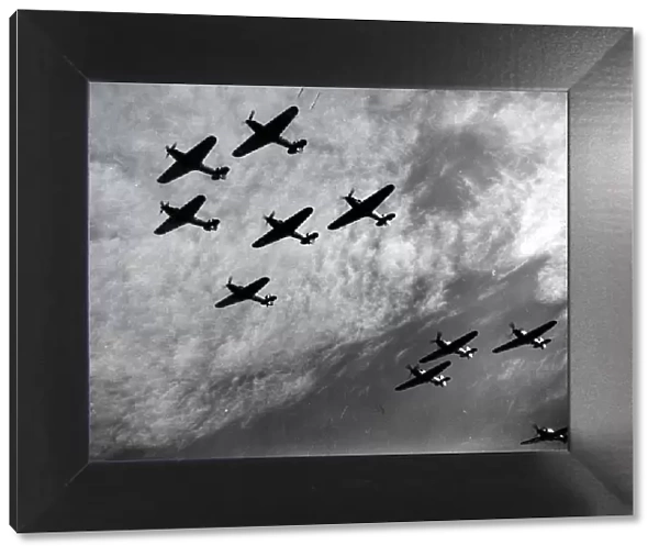 Hawker Hurricanes flying in formation, Battle of Britain, World War II, 1940