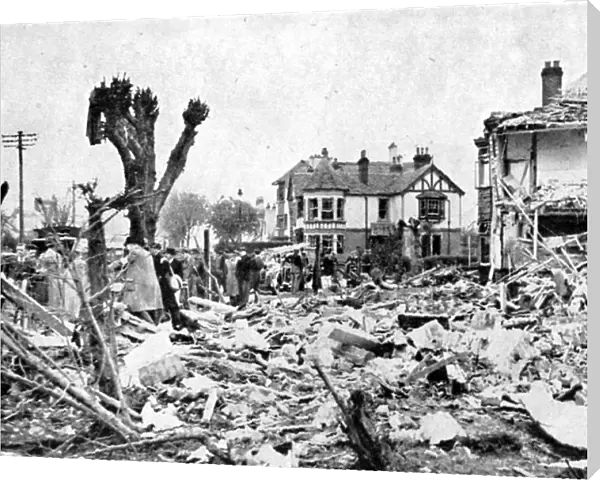 Air raid damage, Clacton-on-Sea, Essex, World War II, April 1940