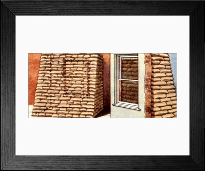 Framed Print : Air Raid Precautions, cigarette card, British, 1938 Framed Print : Air Raid Precautions, cigarette card, British, 1938