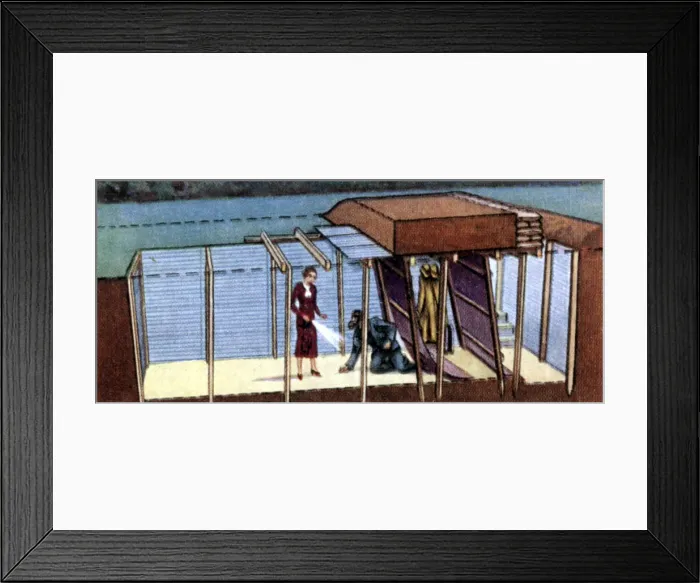 Framed Print : Air Raid Precautions, cigarette card, British, 1938 Framed Print : Air Raid Precautions, cigarette card, British, 1938