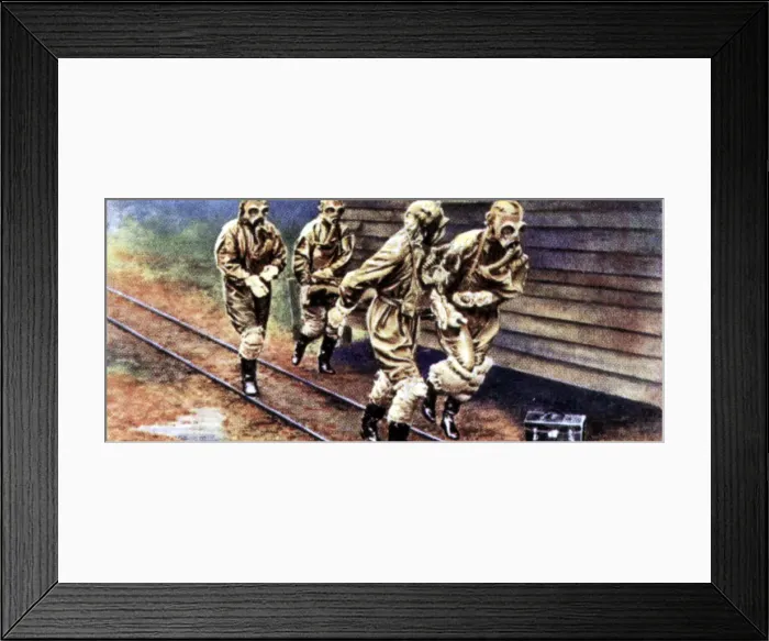 Framed Print : Air Raid Precautions, cigarette card, British, 1938 Framed Print : Air Raid Precautions, cigarette card, British, 1938