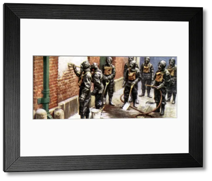 Framed Print : Air Raid Precautions, cigarette card, British, 1938 Framed Print : Air Raid Precautions, cigarette card, British, 1938
