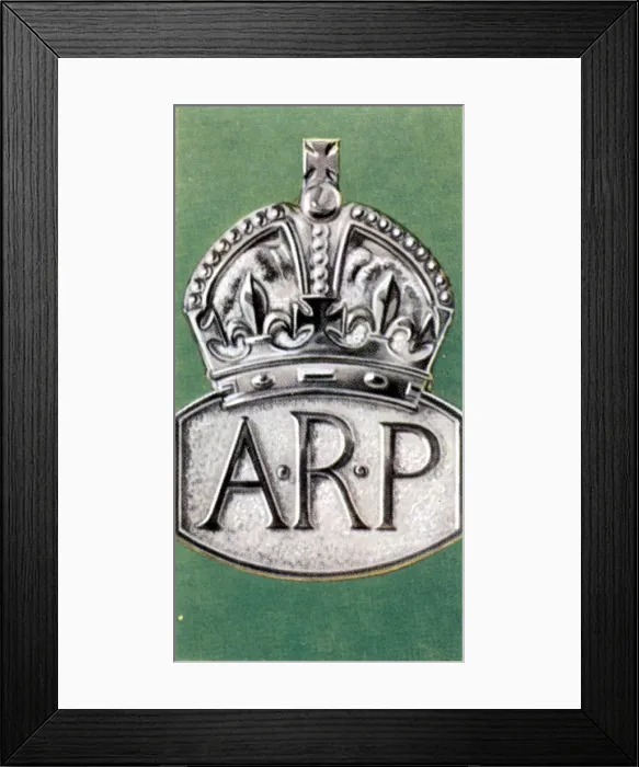 Framed Print : Air Raid Precautions, cigarette card, British, 1938 Framed Print : Air Raid Precautions, cigarette card, British, 1938