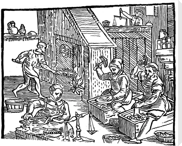 Coiners at work, 1577. Artist: Ralph Holinshead