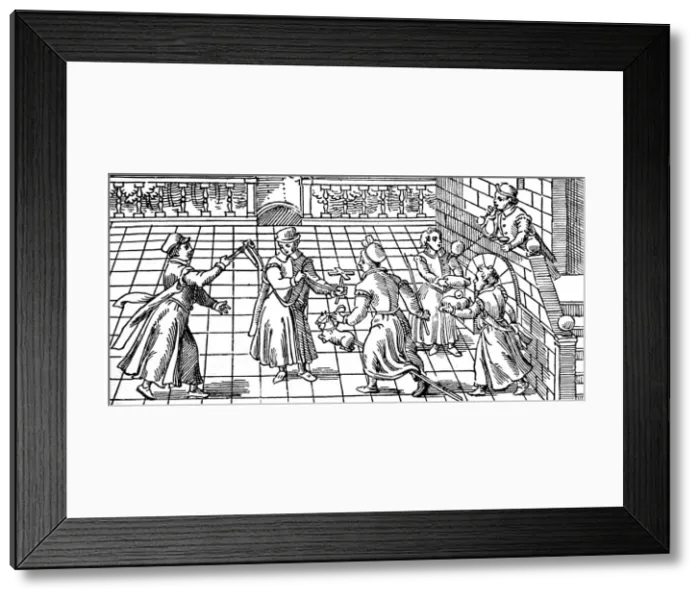 Framed Print : Childrens games in the 16th century Framed Print : Childrens games in the 16th century