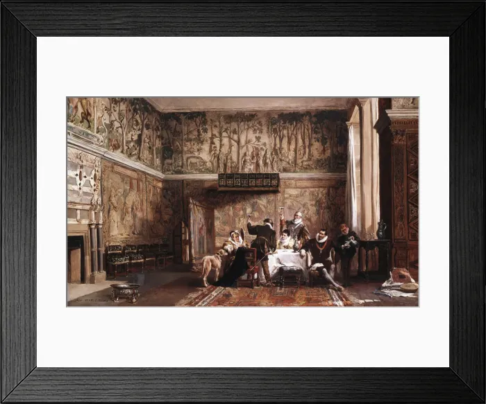 Framed Print : Interior of Haddon Hall, 19th century. Artist: Laslett John Pott Framed Print : Interior of Haddon Hall, 19th century. Artist: Laslett John Pott