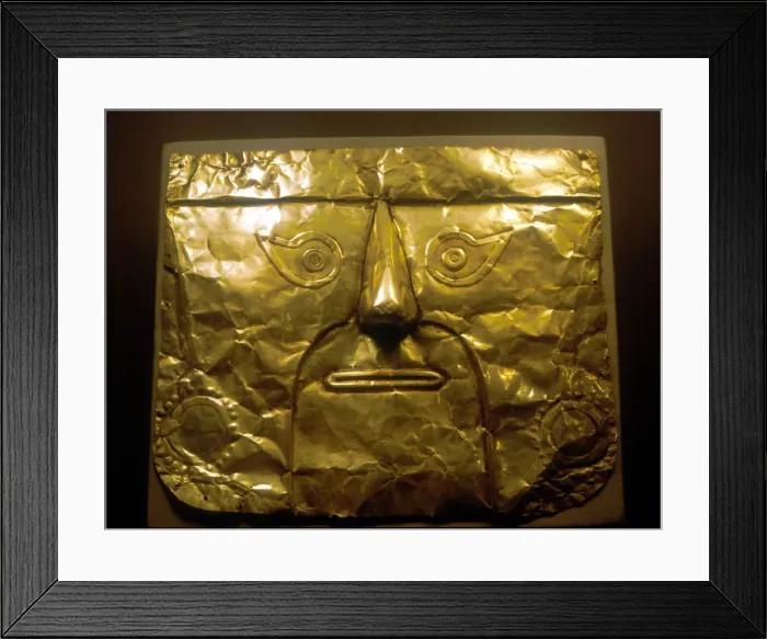 Framed Print : Gold mask, Chimu people, Peru, 1100-1500 Framed Print : Gold mask, Chimu people, Peru, 1100-1500