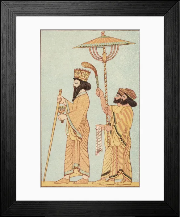 Framed Print : Darius I (548-486 BC) Achaemenid king of Persia from 521, with attendants, 1881 Framed Print : Darius I (548-486 BC) Achaemenid king of Persia from 521, with attendants, 1881