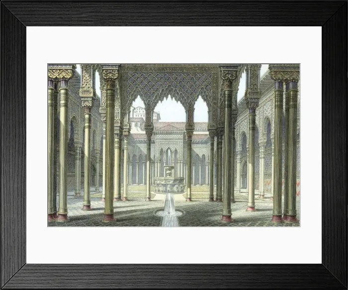 Framed Print : Court of the Lions, Alhambra palace, Granada, Spain, late 19th century Framed Print : Court of the Lions, Alhambra palace, Granada, Spain, late 19th century