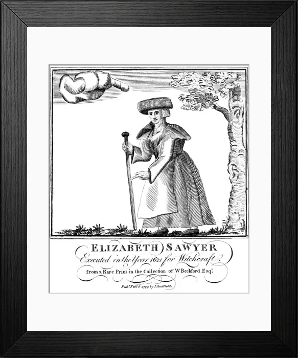 Framed Print : Elizabeth Sawyer, executed as a witch in England in 1621, 1794 Framed Print : Elizabeth Sawyer, executed as a witch in England in 1621, 1794