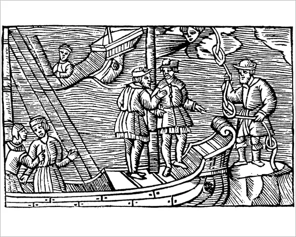 Sailors buying winds (tied in knots) from a magician, 1562