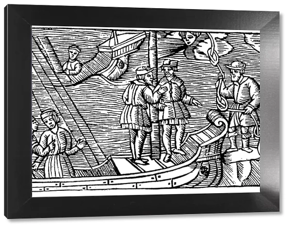 Sailors buying winds (tied in knots) from a magician, 1562