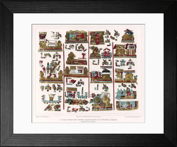 Framed Print : Page from the Vienna Nahua manuscript of Zapotec origin, Mexico Framed Print : Page from the Vienna Nahua manuscript of Zapotec origin, Mexico