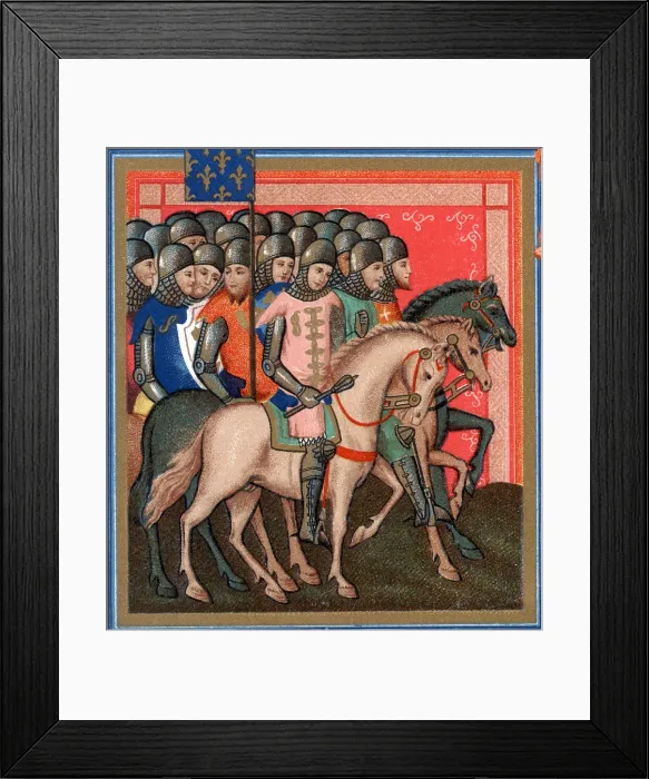 Framed Print : Band of crusaders armed and mounted, 15th century Framed Print : Band of crusaders armed and mounted, 15th century