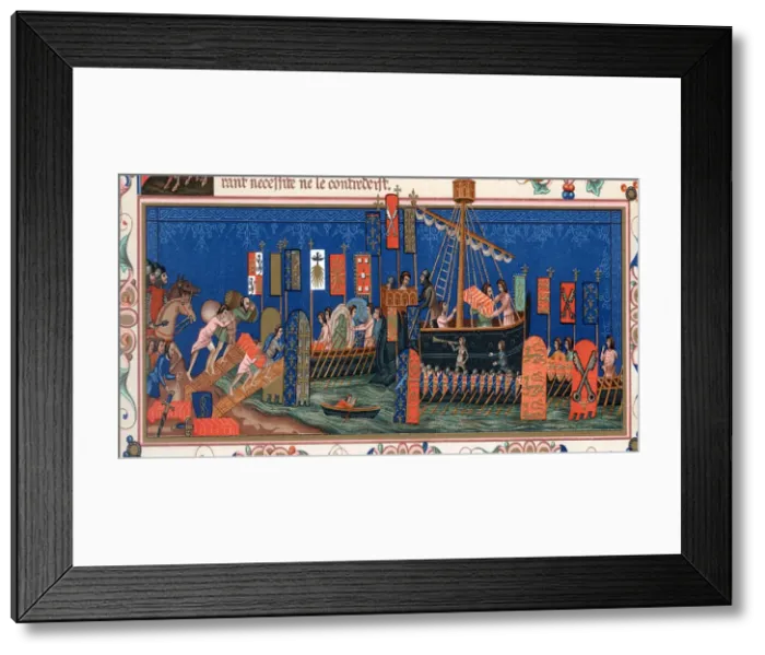 Framed Print : Crusaders embarking for the Holy Land, 15th century Framed Print : Crusaders embarking for the Holy Land, 15th century