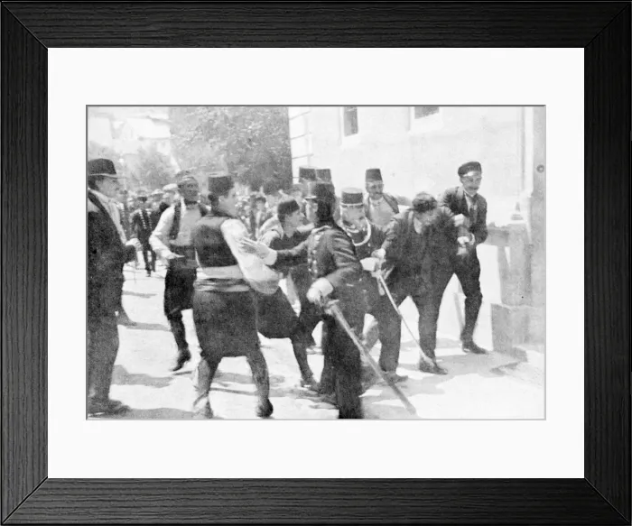 Framed Print : Arrest of Gavrilo Princip, assassin of Archduke Franz Ferdinand, 1914 Framed Print : Arrest of Gavrilo Princip, assassin of Archduke Franz Ferdinand, 1914