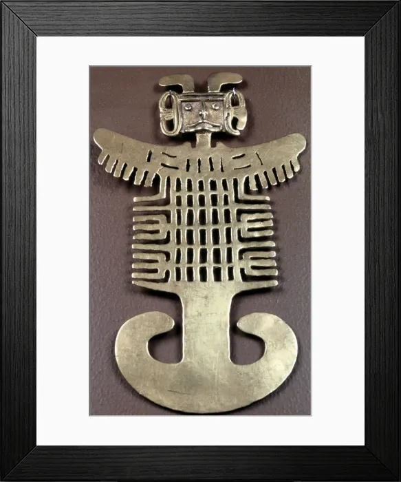 Framed Print : Cast gold Pre-Columbian figure pendant, Muisca, Colombia, 1000-1541 Framed Print : Cast gold Pre-Columbian figure pendant, Muisca, Colombia, 1000-1541