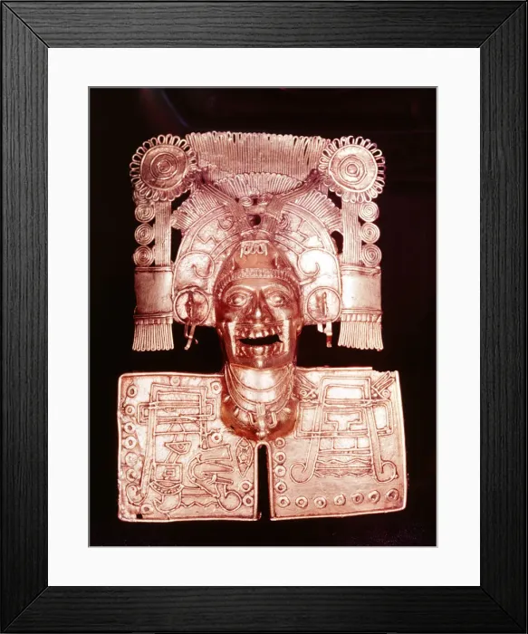 Framed Print : Gold pendant representing Mitlantecuhtli, Aztec god of the dead, 15th century Framed Print : Gold pendant representing Mitlantecuhtli, Aztec god of the dead, 15th century