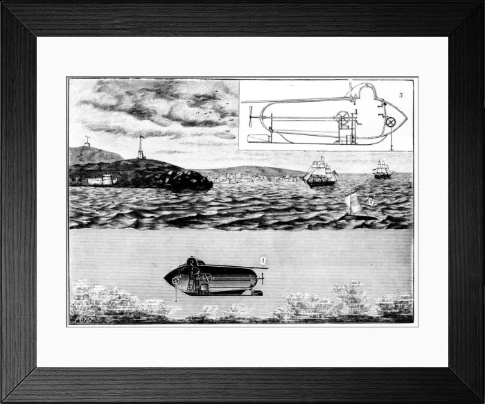 Framed Print : The submarine Nautilus, 1901. Artist: Poyet Framed Print : The submarine Nautilus, 1901. Artist: Poyet
