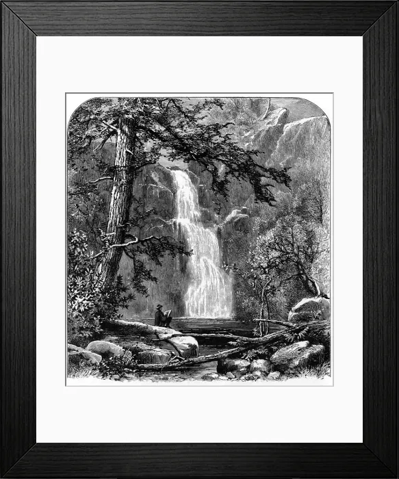 Framed Print : Waterfall in the Yosemite Valley, California, USA, c1875 Framed Print : Waterfall in the Yosemite Valley, California, USA, c1875