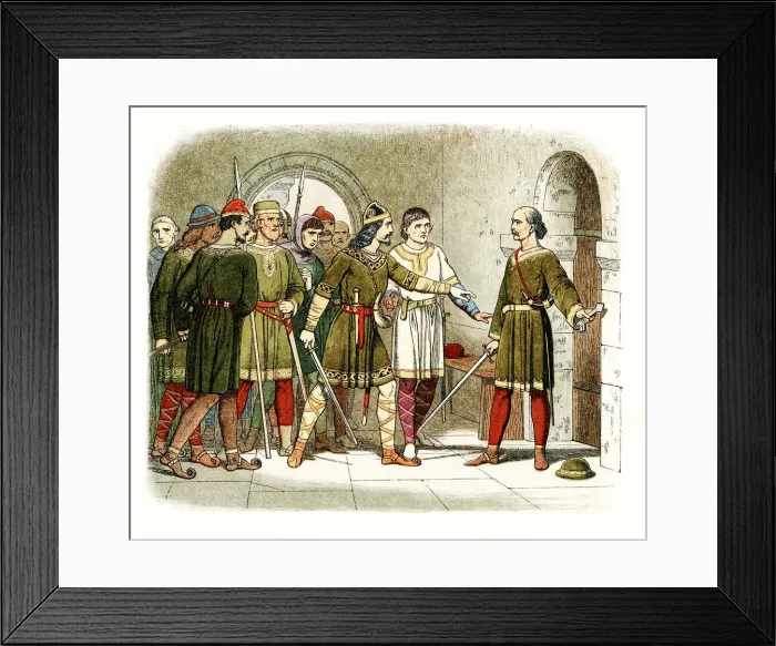 Framed Print : William de Breteuil defending the treasury at Winchester against Henry I, c1860 Framed Print : William de Breteuil defending the treasury at Winchester against Henry I, c1860