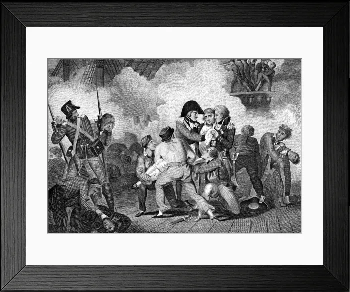 Framed Print : Death of Nelson on board HMS Victory at the Battle of Trafalgar, 1805 (1827) Framed Print : Death of Nelson on board HMS Victory at the Battle of Trafalgar, 1805 (1827)