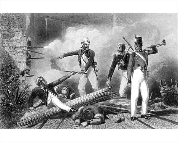 Blowing up of the Cashmere Gate, Delhi, Indian Mutiny, 1857