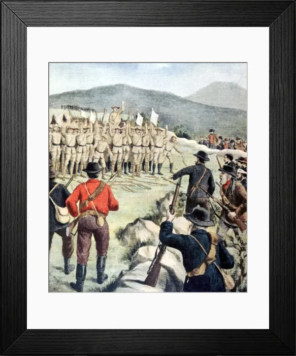 Framed Print : British soldiers surrendering to Boer forces at Doornbosch, Transvaal, South Africa, 1901 Framed Print : British soldiers surrendering to Boer forces at Doornbosch, Transvaal, South Africa, 1901