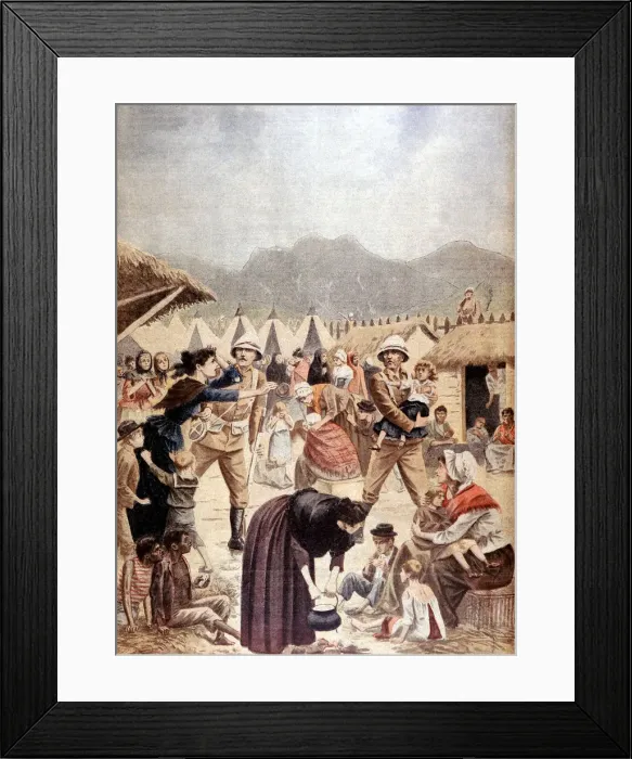 Framed Print : Boer women and children in a British concentration camp in the Transvaal, Boer War, 1901 Framed Print : Boer women and children in a British concentration camp in the Transvaal, Boer War, 1901