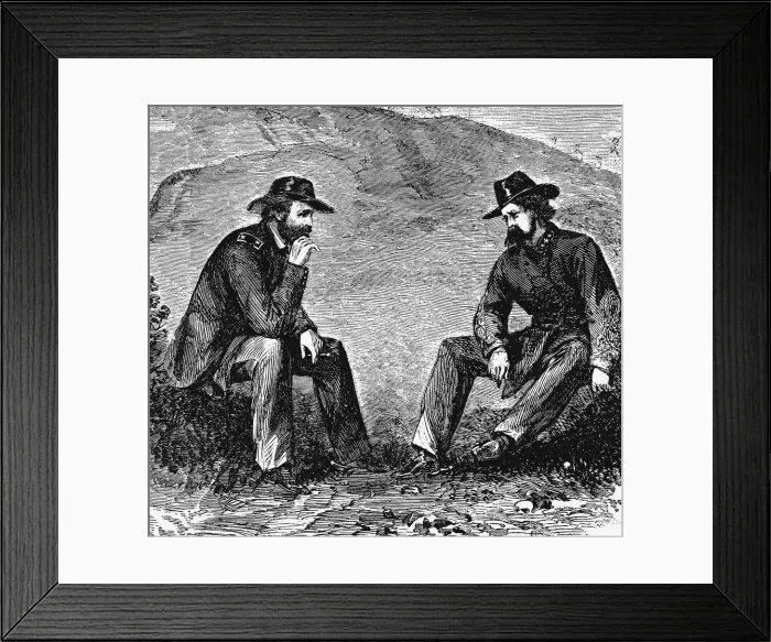 Framed Print : Generals Grant and Pemberton negotiating the surrender of Vicksburg, American Civil War, 1863 Framed Print : Generals Grant and Pemberton negotiating the surrender of Vicksburg, American Civil War, 1863