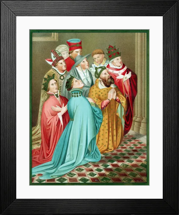 Framed Print : Ferdinand I of Aragon and his Queen at prayer, 1417 (mid 19th century) Framed Print : Ferdinand I of Aragon and his Queen at prayer, 1417 (mid 19th century)