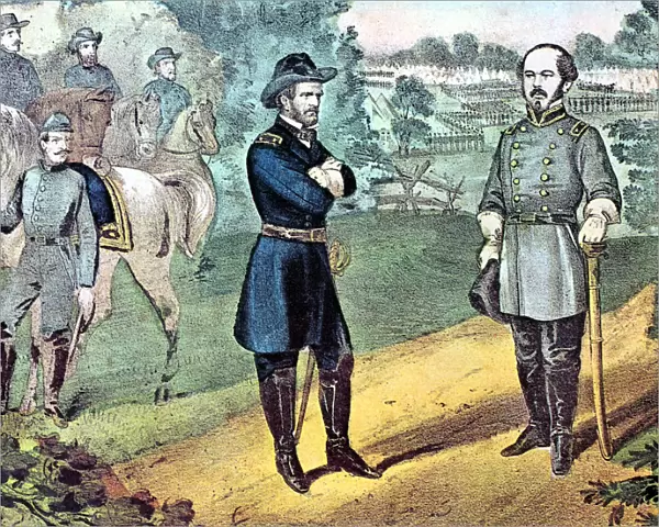 The surrender of Confederate forces in North Carolina, American Civil War, 1865. Artist: Currier and Ives