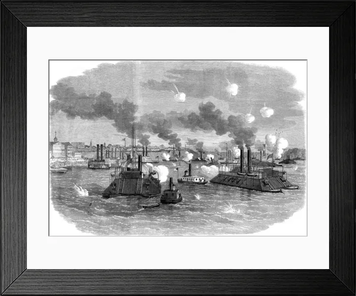 Framed Print : Naval battle on the Mississippi, Memphis, Tennessee, American Civil War, July 1862 Framed Print : Naval battle on the Mississippi, Memphis, Tennessee, American Civil War, July 1862