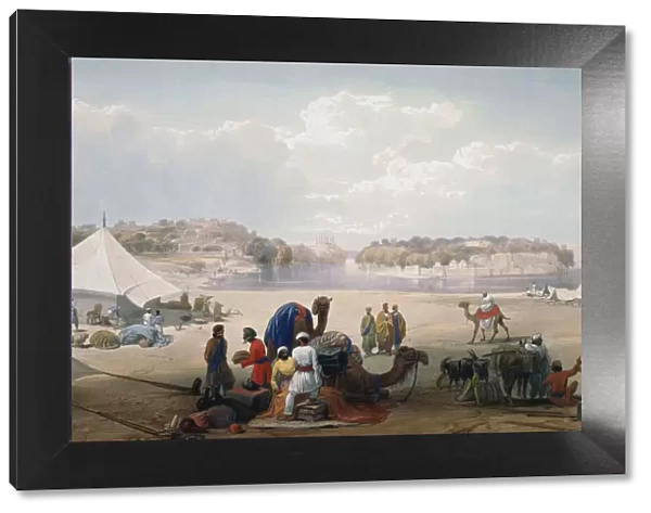 British army under canvas at Roree on the Indus, First Anglo-Afghan War, 1838-1842. Artist: James Atkinson