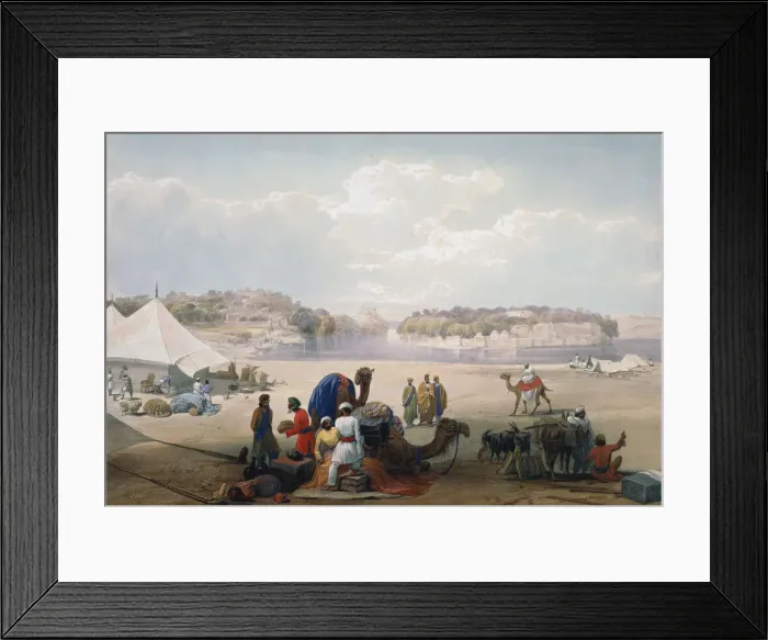 Framed Print : British army under canvas at Roree on the Indus, First Anglo-Afghan War, 1838-1842. Artist: James Atkinson Framed Print : British army under canvas at Roree on the Indus, First Anglo-Afghan War, 1838-1842. Artist: James Atkinson