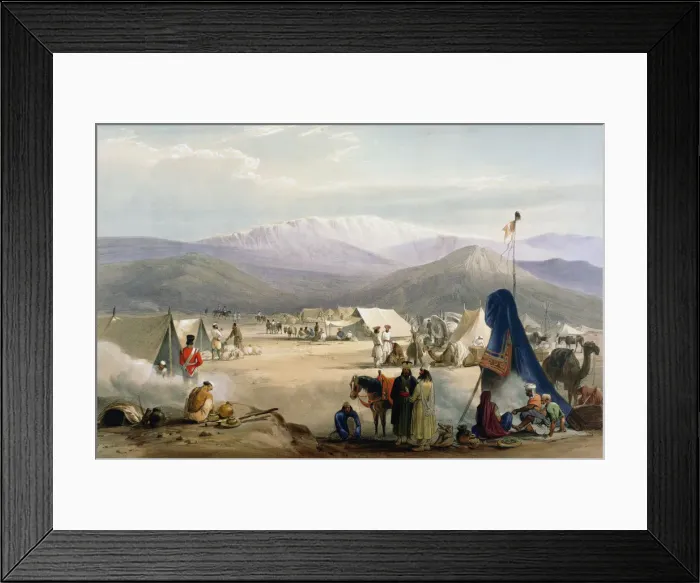 Framed Print : British army camp at Dadur at the entrance to the Bolan Pass, First Anglo-Afghan War, 1838-1842. Artist: James Atkinson Framed Print : British army camp at Dadur at the entrance to the Bolan Pass, First Anglo-Afghan War, 1838-1842. Artist: James Atkinson