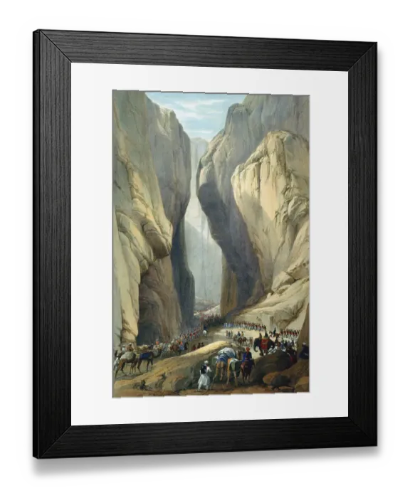 Framed Print : British army entering the Bolan Pass from Dadur, First Anglo-Afghan War, 1838-1842. Artist: James Atkinson
