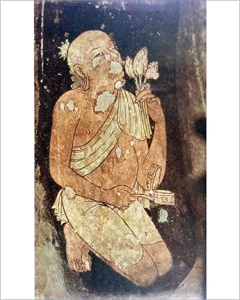 Painting of a Buddhist monk from the Ajanta cave temples, India, 5th-6th century