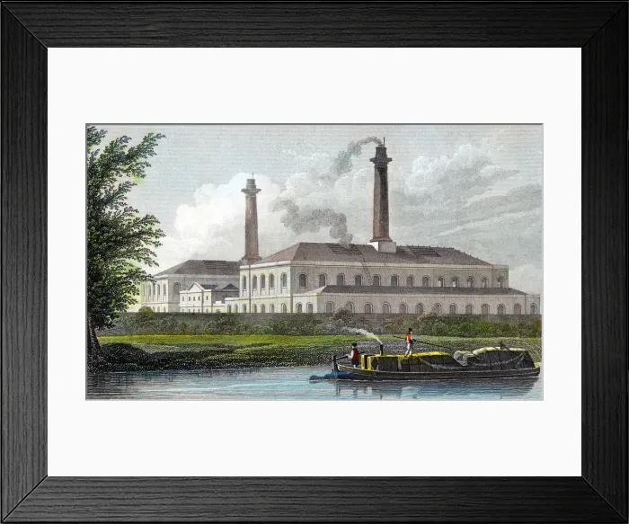 Framed Print : Gasworks on Regents Canal, London, 1828 Framed Print : Gasworks on Regents Canal, London, 1828