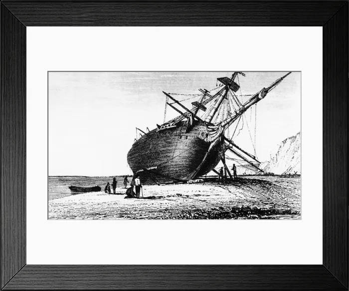Framed Print : HMS Beagle laid ashore, Rio Santa Cruz, Patagonia, South America, 1834 (1839) Framed Print : HMS Beagle laid ashore, Rio Santa Cruz, Patagonia, South America, 1834 (1839)