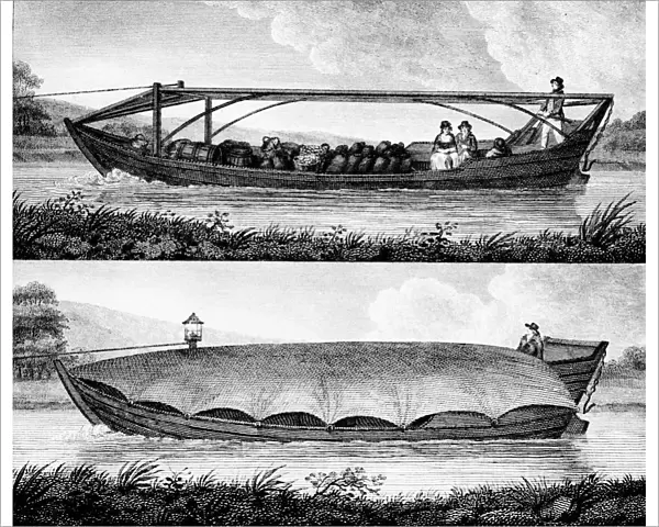 Canal boat, 1796. Artist: Robert Fulton