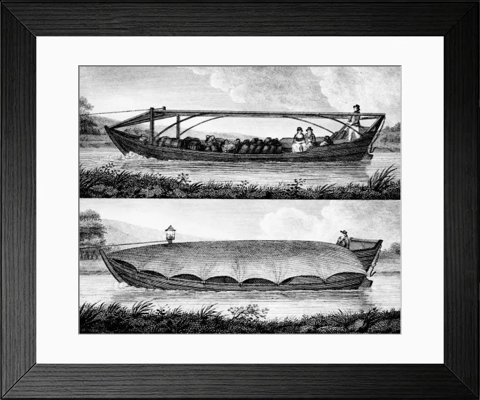 Framed Print : Canal boat, 1796. Artist: Robert Fulton Framed Print : Canal boat, 1796. Artist: Robert Fulton