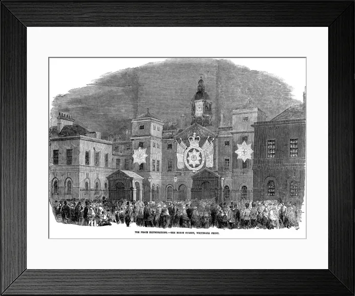 Framed Print : The Peace Illuminations - The Horse Guards, Whitehall Front, London, 1856 Framed Print : The Peace Illuminations - The Horse Guards, Whitehall Front, London, 1856