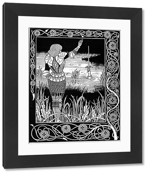 Excalibur being reclaimed by the Lady of the Lake, 1893. Artist: Aubrey Beardsley