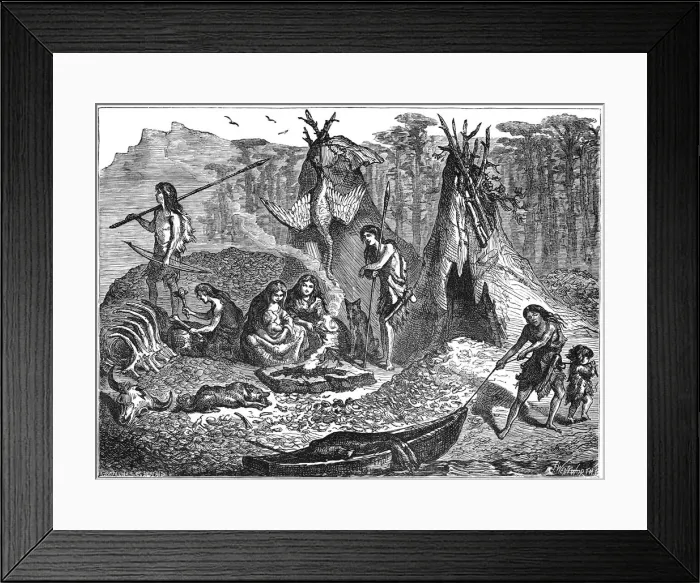 Framed Print : Shell Mound People, 4000-2000 BC (c1880) Framed Print : Shell Mound People, 4000-2000 BC (c1880)