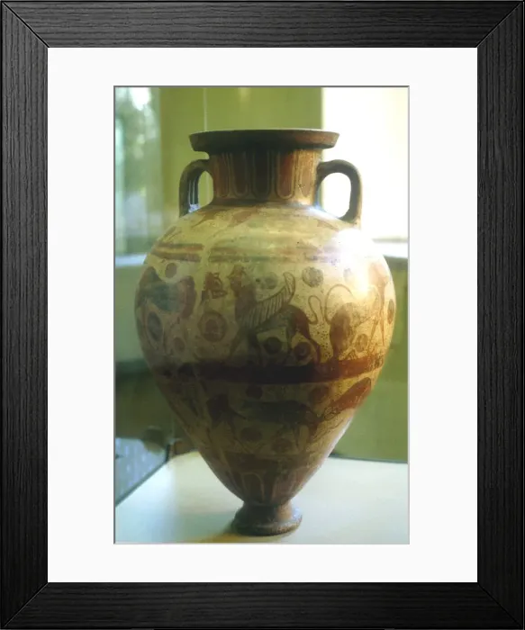 Framed Print : Etruscan amphora decorated with mythical beasts, c7th-6th century BC Framed Print : Etruscan amphora decorated with mythical beasts, c7th-6th century BC
