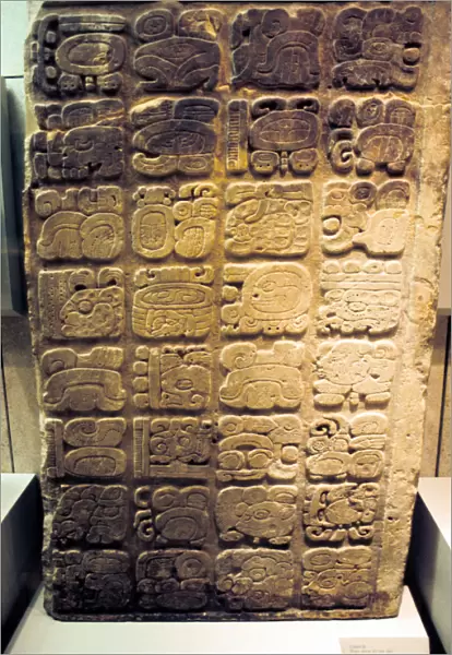 Mayan lintel listing the nine generations of rulers at Yaxchilan, 450-550
